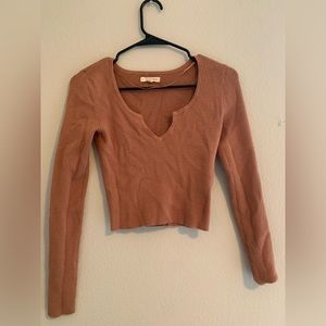 Long sleeve knit cropped sweater